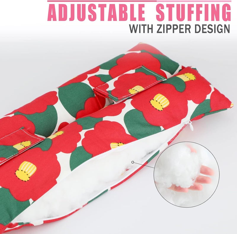 HapiPoppy Hysterectomy Pillow Abdominal Post Surgery Pillows with Pocket Comfort for Ice Heat Packs Tummy Tuck Belly Incision Recovery Seatbelt Gifts Women Patients Red Flower - Image 5